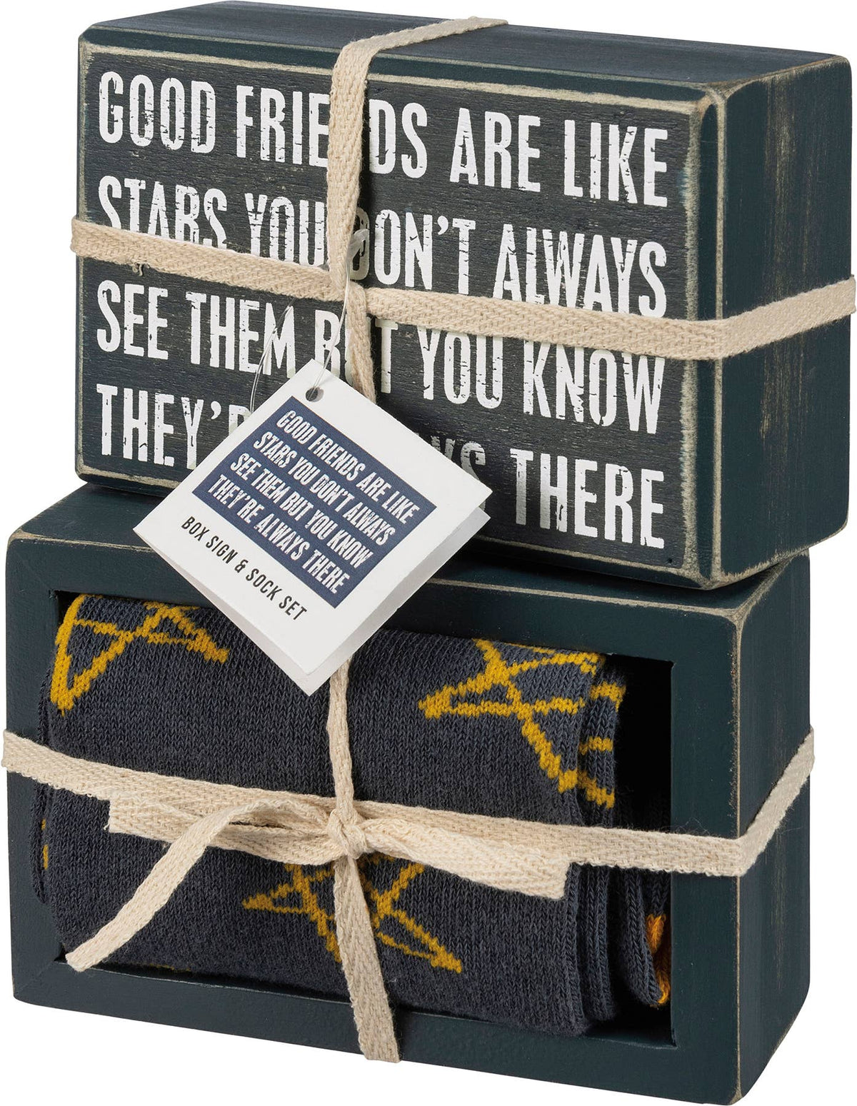 Good Friends Are Like Stars Box Sign And Sock Set