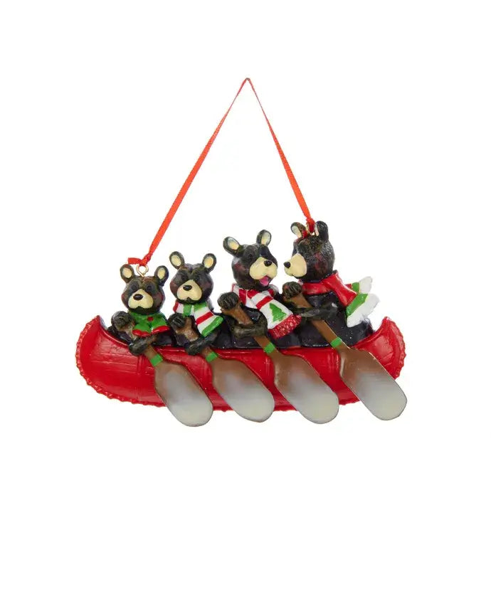 3"RESIN 4 BEAR CANOE FAMILY ORNAMENT