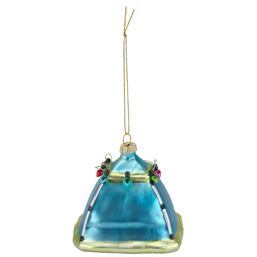 Camping Tent Glass Ornament