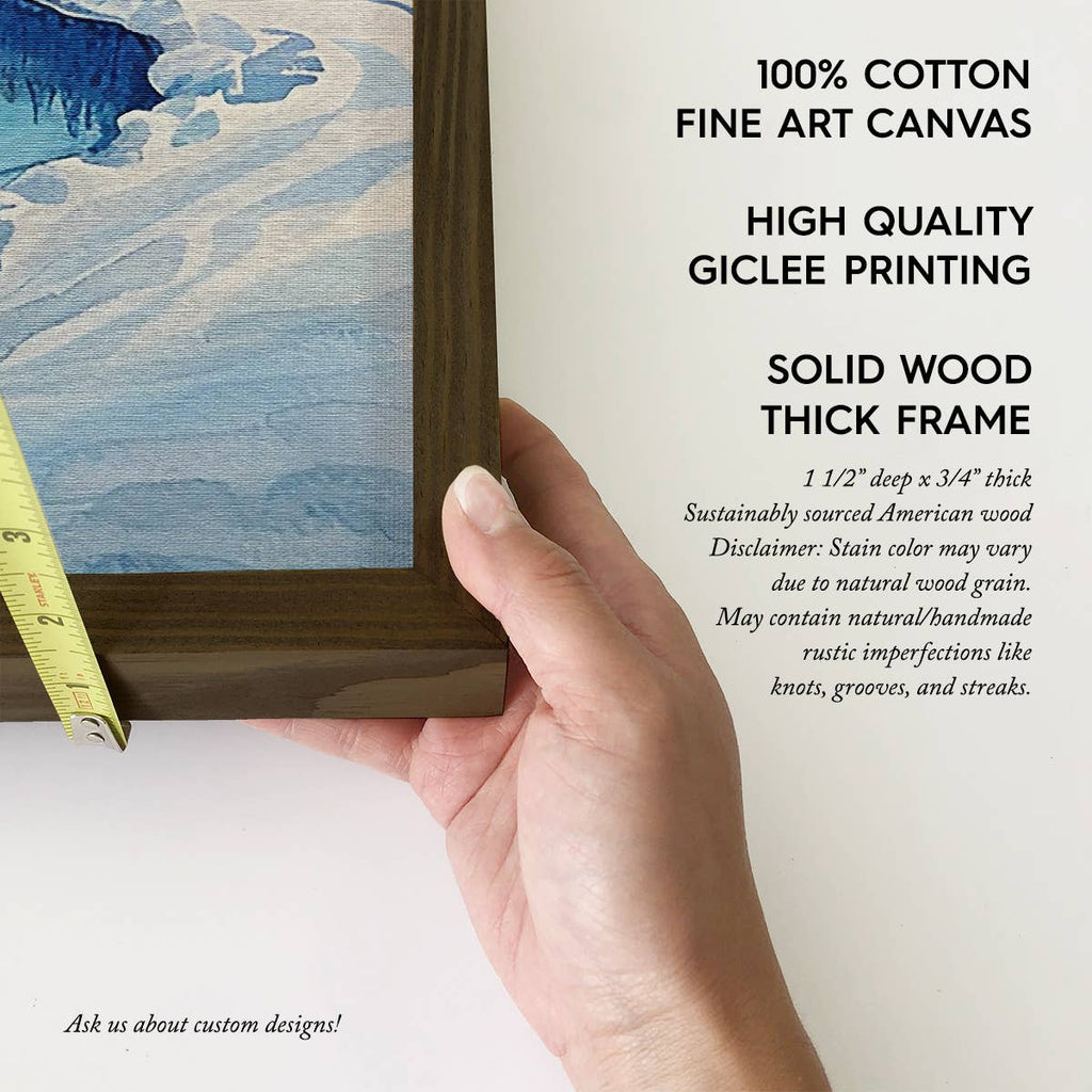 Northern Lights Watercolor - Winter Cabin Canvas Art