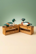 Weiss Brazil vintage hand painted ceramic duck pair with original crates